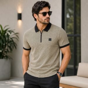 men petrol zipper polo 5